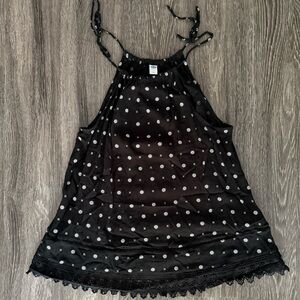 Old Navy | Black Tie Halter Top With White Pattern
